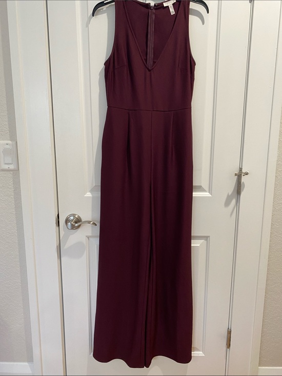 Leith Pants - Leith Sleeveless V-Neck Burgundy Jumpsuit